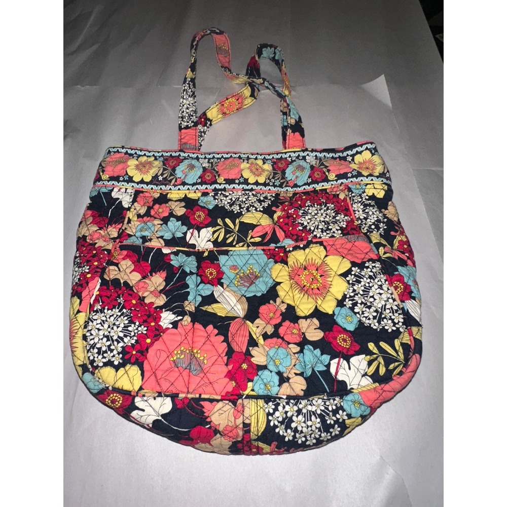 Vera Bradley Happy Snails Three-Pocket Toggle Tote Quilted Floral Shoulder Bag